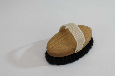 Preview: Massagebürste, oval mit Gurtband / Bronze in Rosshaar